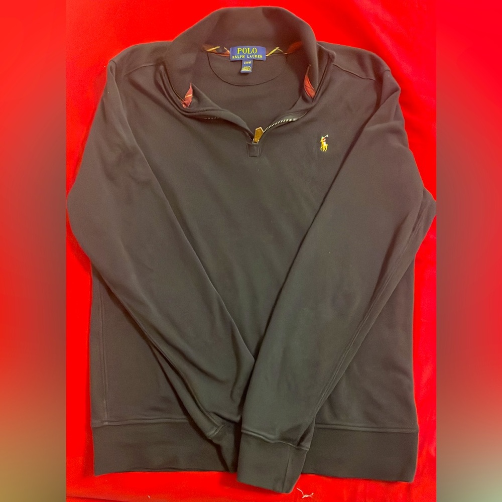 Polo Ralph Lauren Partial Zip Multi-Colored Pony Black Jacket